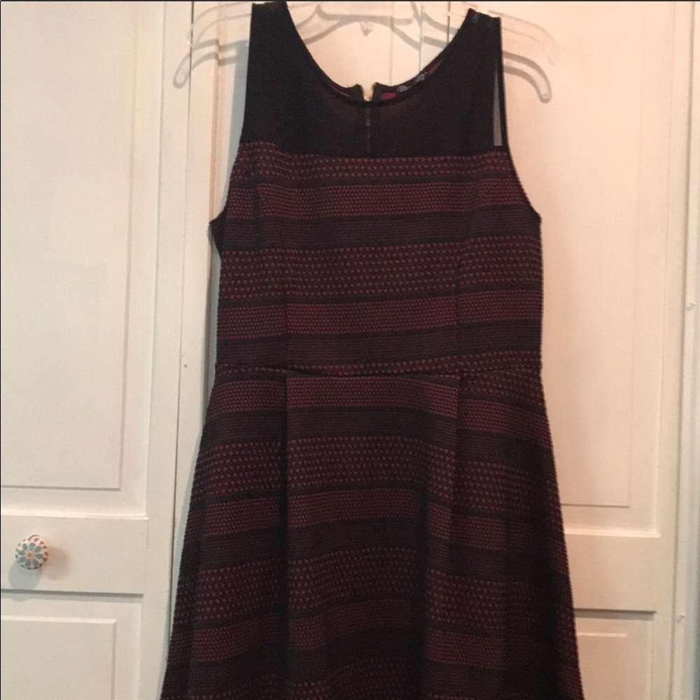 Maroon and Black Mesh Dress